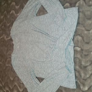 Grey twist front long sleeve workout top